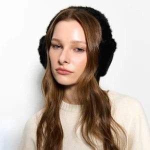 Czarne nauszniki ze sztucznego futerka i zamszu House