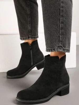 Czarne Ocieplane Casualowe Botki Reaniwen