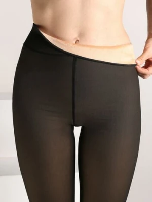 Czarne Ocieplane Rajstopy z Gładkim Wykończeniem Emalisa