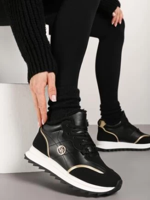 Czarne Ocieplane Sneakersy na Platformie z Protektorem Solina