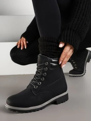 Czarne Ocieplane Traperki z Protektorem Martiel