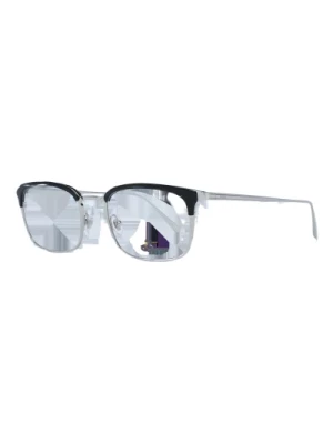 Czarne Okulary Optyczne z Acetatową i Metalową Ramką w Kształcie Prostokąta Omega