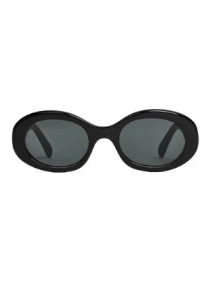 Czarne okulary przeciwsłoneczne o kształcie owalnym z szarymi soczewkami Celine