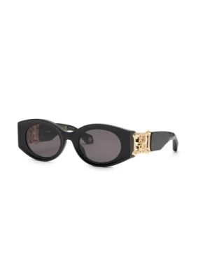 Czarne okulary przeciwsłoneczne z dymnymi soczewkami Roberto Cavalli