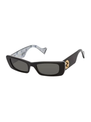 Czarne okulary przeciwsłoneczne z szarymi soczewkami Gucci