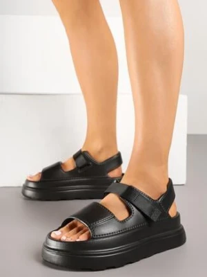 Czarne Piankowe Sandały na Grubej Podeszwie z Zapięciem na Rzep Rosaloria seastar