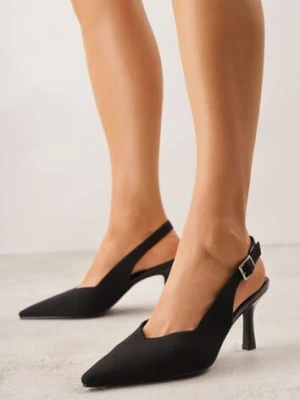 Czarne Plecione Sandały na Szpilce Savapheme Fashion Belle