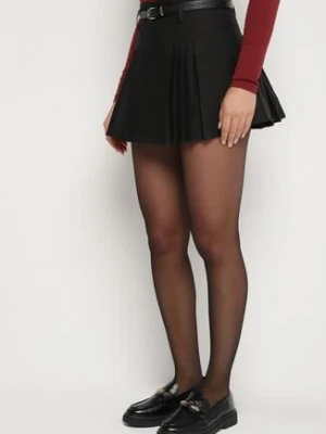 Czarne Plisowane Spódnico-Spodenki z Wysokim Stanem i Paskiem Jezorea elsa.m by may