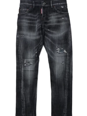Czarne podarte jeansy marchewkowe - Twist Dsquared2