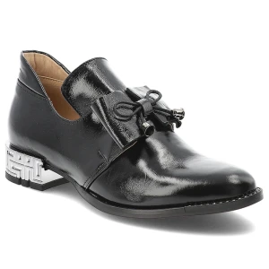 Czarne Półbuty Armodo Lakierowane Stylowe Obuwie Damskie