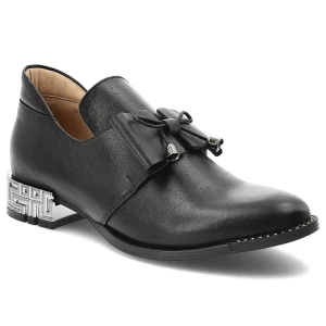 Czarne Półbuty Armodo Skórzane Oxfordy Damskie