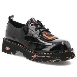 Czarne Półbuty Artiker Lakierowane Obuwie Damskie