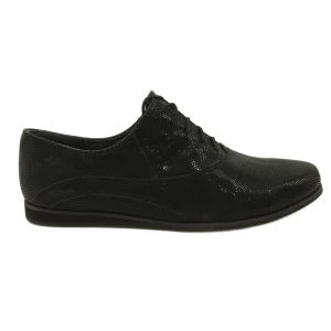 Czarne półbuty buty damskie wiązane Angello 303