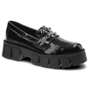 Półbuty damskie Carinii, lakierowana skóra naturalna wsuwanemasywna platforma, czarne, B8569_-070-000-000-F57