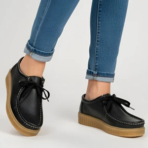 Czarne Półbuty Hee Skórzane Buty Damskie