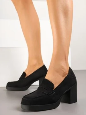 Czarne Półbuty Typu Mokasyny na Słupku Sepilia potocki