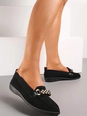 Czarne Półbuty z Elastyczną Cholewką i Elegancką Klamerką Naelle