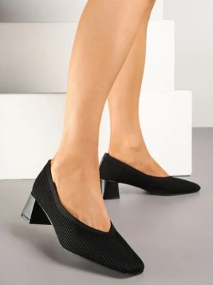 Czarne Prążkowane Czółenka na Słupkowym Obcasie Fenellin sergio todzi