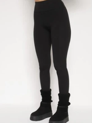 Czarne Prążkowane Legginsy z Szeroką Gumką w Talii Lanessiel yu & me