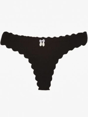 Czarne Prążkowane Majtki Stringi z Bawełny Ilweda