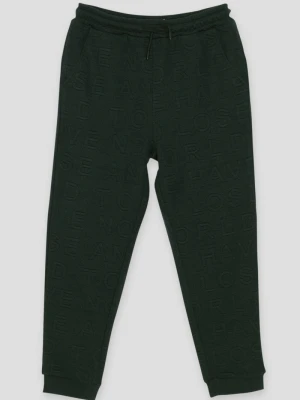 Czarne prążkowane spodnie dresowe z napisami Reporter