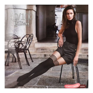 Czarne Rajstopy Damskie Z Paseczkami Armodo