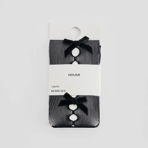 Czarne rajstopy kabaretki z kokardkami House