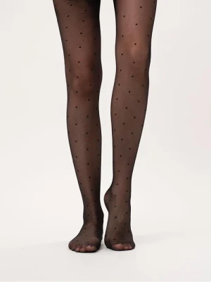 Czarne rajstopy w groszki 20 DEN Ryłko