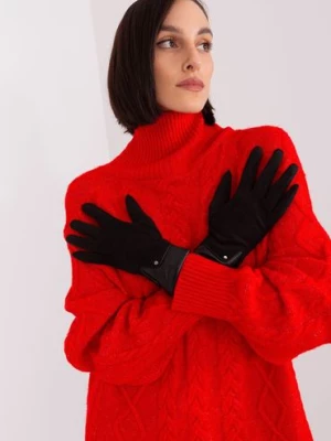 Czarne rękawiczki damskie z funkcją dotykową Wool Fashion Italia