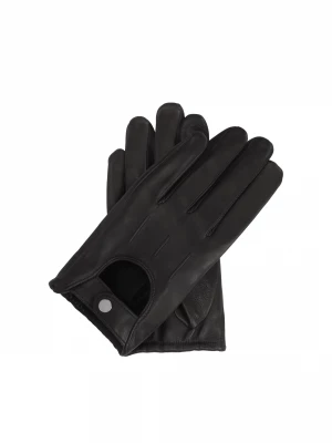 Czarne rękawiczki samochodowe z miękkiej skóry Kazar
