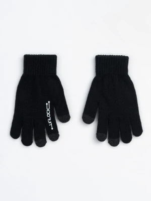 Czarne rękawiczki z białym nadrukiem z przodu Reporter