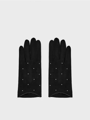 Czarne rękawiczki z cyrkoniami House