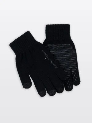 Czarne rękawiczki z nadrukiem do smartfona Reporter