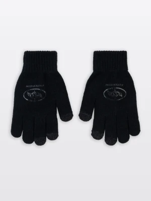 Czarne rękawiczki z nadrukiem Reporter