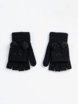 Czarne rękawiczki z nakładką na palce Reporter