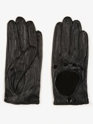 Czarne Rękawiczki z Perforacją i Ozdobnym Wycięciem Zeilea