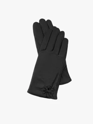 Czarne rękawiczki ze skóry licowej Ryłko