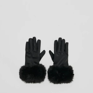 Czarne rękawiczki ze sztucznej skóry z futerkiem House