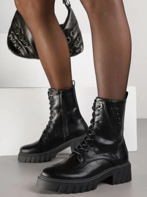 Czarne Rockowe Botki Workery Zdobione Nitami Eratila m.daszynski