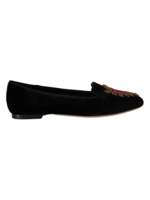 Czarne Sacred Heart Slip On Flats Dolce & Gabbana