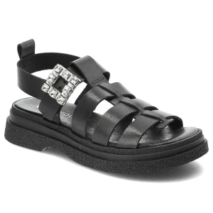 Czarne Sandały Armodo Wygodne Skórzane Buty
