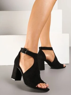 Czarne Sandały Botki ze Sprzączką na Słupku Ciarilora ideal