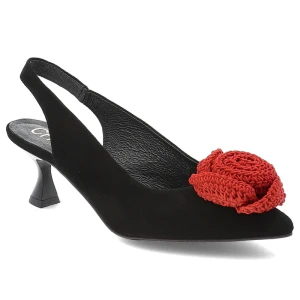 Zdjęcie produktu Czarne Sandały Chebello Eleganckie Obuwie Damskie Róża