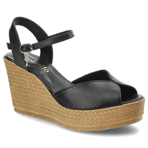 Czarne Sandały Chebello Skórzane Buty Na Lato