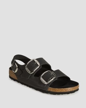 Czarne Sandały Damskie Birkenstock Milano Big Buckle Oiled Leather Narrow