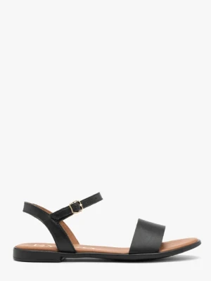 Czarne sandały damskie płaskie Ryłko