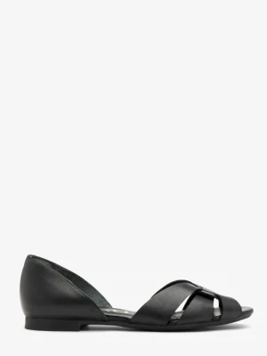 Czarne sandały damskie płaskie Ryłko