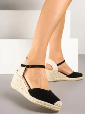 Czarne Sandały Espadryle na Koturnie w Stylu Boho Merilwena tulipano