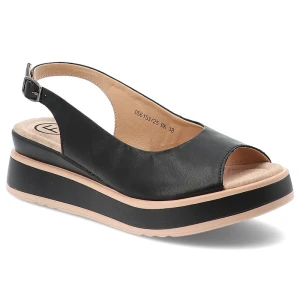 Czarne Sandały Filippo Modne Obuwie Damskie Na Koturnie