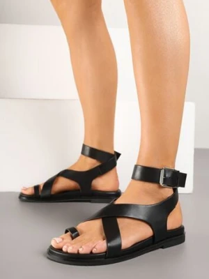 Czarne Sandały Japonki w Stylu Rzymianek Perraza c'm paris